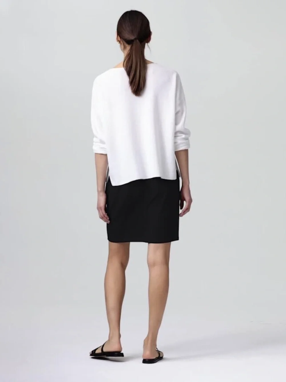 Eileen Fisher Black Stretch Crepe Skirt, Size M
